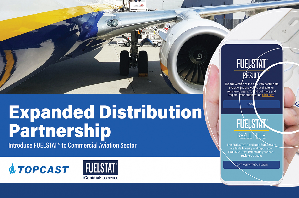 TOPCAST and Conidia Bioscience Partnership Scale up to Introduce FUELSTAT® to Commercial Aviation Sector